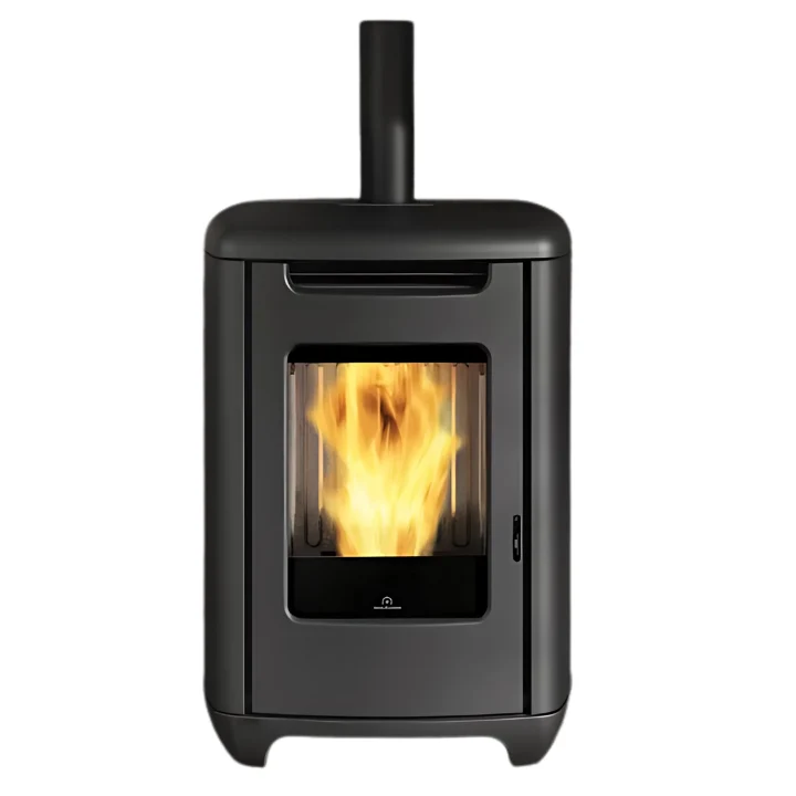 Stufa a Pellet EdilKamin Modello Sense 6 Da 5,4 Kw Colore Acciaio Nero