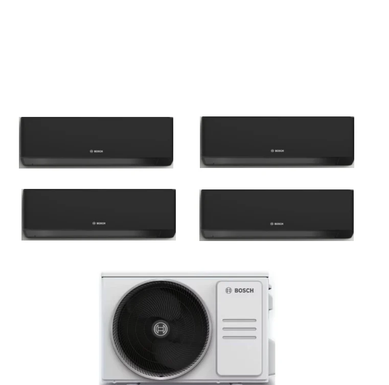 Condizionatore Climatizzatore Junkers Bosch Quadri Split Inverter R-32 Serie Climate 7000i Black 9000+9000+12000+12000 BTU Con 5000M 82/4 E Wi-Fi Integrato 9+9+12+12