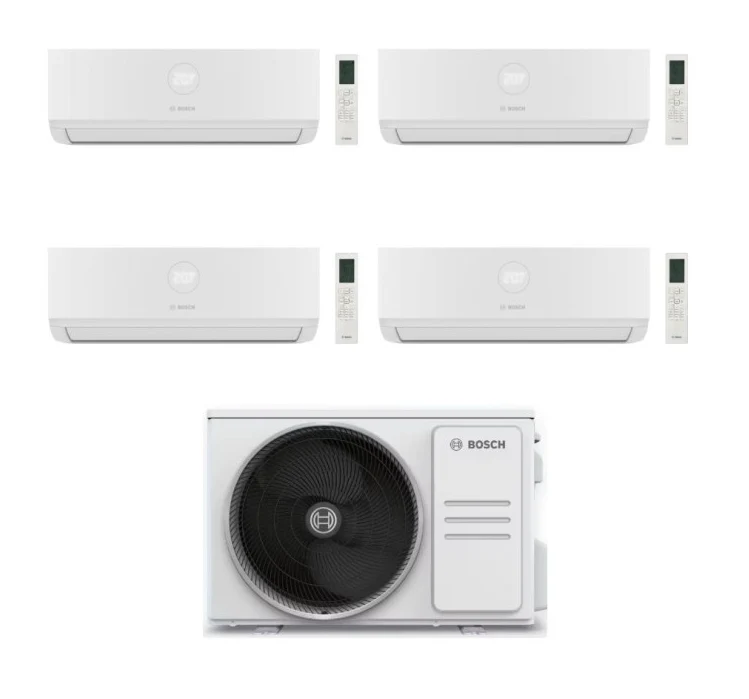 Condizionatore Climatizzatore Junkers Bosch Quadri Split Inverter R-32 Serie Climate 7000i White 7000+7000+7000+7000 BTU Con 5000M 82/4 E Wi-Fi Integrato 7+7+7+7