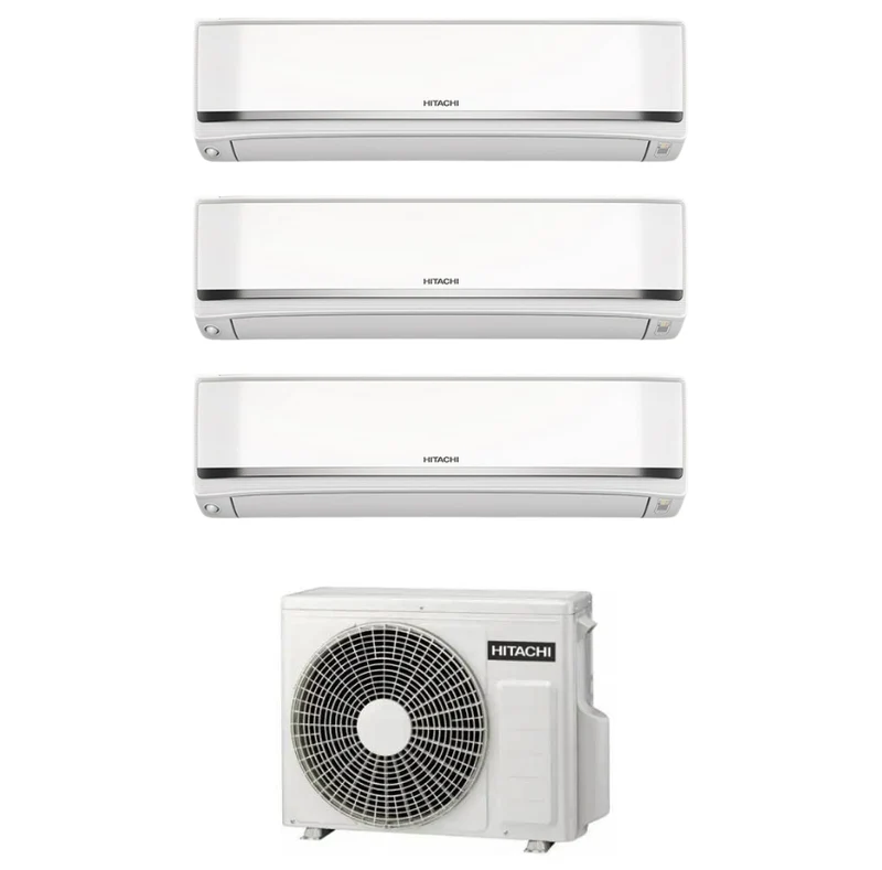 Condizionatore Climatizzatore Hitachi Trial Split Inverter AirHome 800 12000+12000+12000 BTU Con RAM-G68N3HA(B)E Wi-Fi Integrato 12+12+12