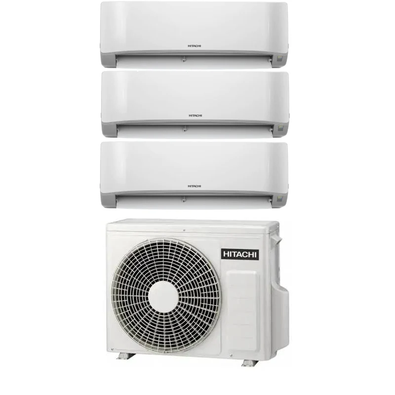 Condizionatore Climatizzatore Hitachi Trial Split Inverter R-32 Serie AIRHOME 600 9000+9000+9000 BTU Con RAM-G68N3HA(B)E Wi-Fi Integrato 9+9+9