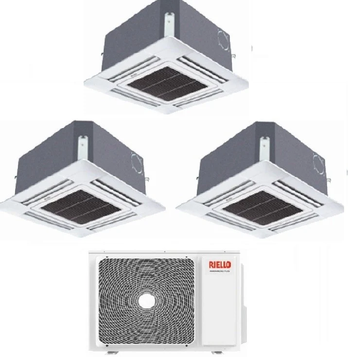 Condizionatore Climatizzatore Riello Trial Split a Cassetta SET AMK P R-32 9000+12000+12000 BTU Con MULTI 370 PI