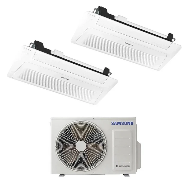 Condizionatore Climatizzatore Samsung Inverter Dual Split Cassetta a 1 Via Slim Windfree R-32 9000+12000 Con AJ040TXJ2KG/EU
