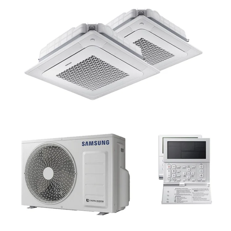 Condizionatore Climatizzatore Samsung Dual Split Inverter Windfree a Cassetta 4 Vie Mini R-32 9000+12000 Con AJ050TXJ2KG/EU