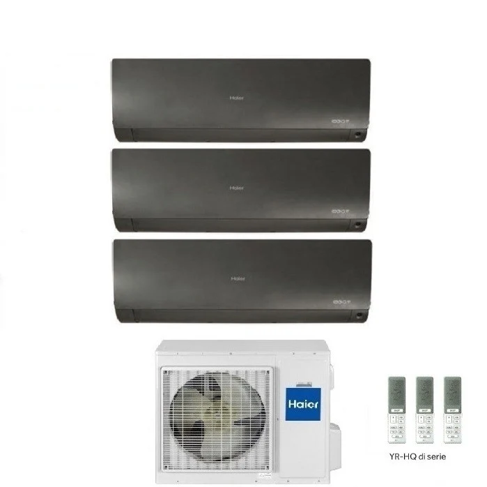 Condizionatore Climatizzatore Haier Trial Split Inverter Flexis Plus Black R-32 7000+7000+7000 Con 3U55S2SR5FA Wi-Fi Integrato