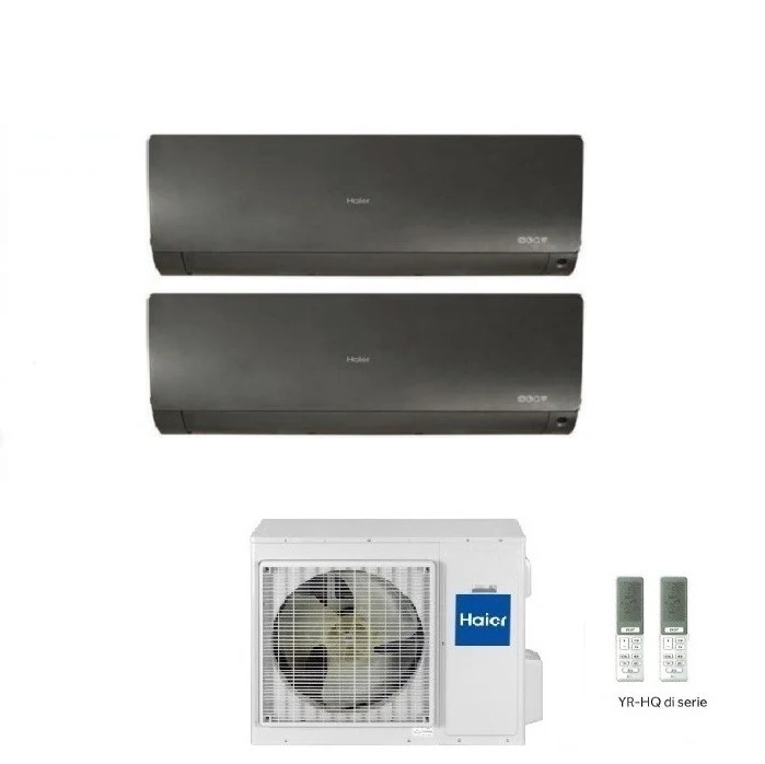 Condizionatore Climatizzatore Haier Dual Split Inverter Flexis Plus Black R-32 7000+9000 Con 2U40S2SM1FA Wi-Fi Integrato