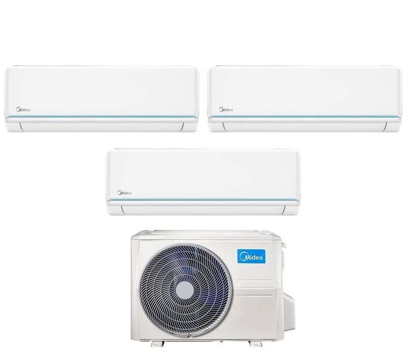 Condizionatore Climatizzatore Midea Trial Split Inverter Evolution R-32 9000+9000+12000 BTU Con M3OA-27HFN8-Q Wi-Fi Integrato