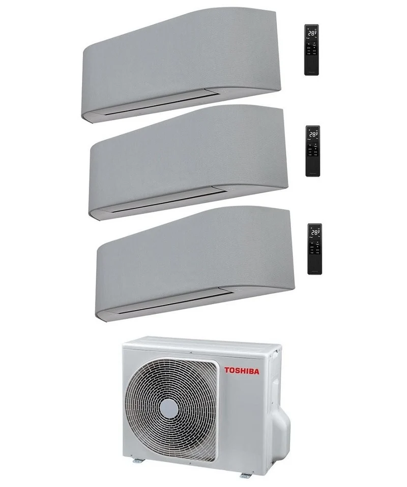 Condizionatore Climatizzatore Toshiba Trial Split Haori Grigio 10000+10000+13000 BTU R-32 Wi-Fi Integrato Con RAS-3M18U2AVG-E