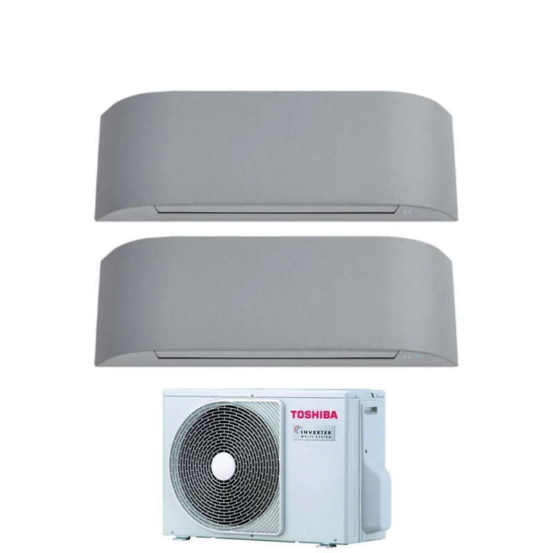 Condizionatore Toshiba Dual Split Haori Grigio 10000+13000 BTU R-32 Wi-Fi Con RAS-2M14U2AVG-E Inclusa Cover Grigia e Nera