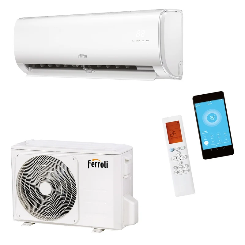 Condizionatore Climatizzatore Ferroli Monosplit Inverter R-32 Serie Ambra S 18000 BTU Wi-Fi Integrato