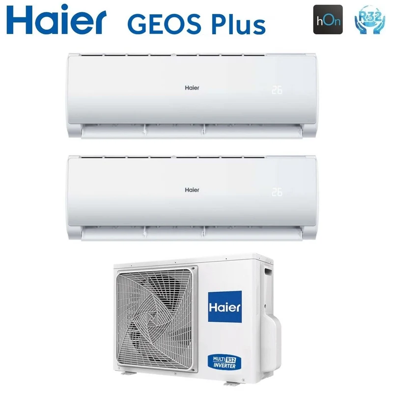 Condizionatore Climatizzatore Haier Dual Split Inverter Geos Plus R-32 9000+12000 BTU Con 2U50FEFFRA Wi-Fi Integrato