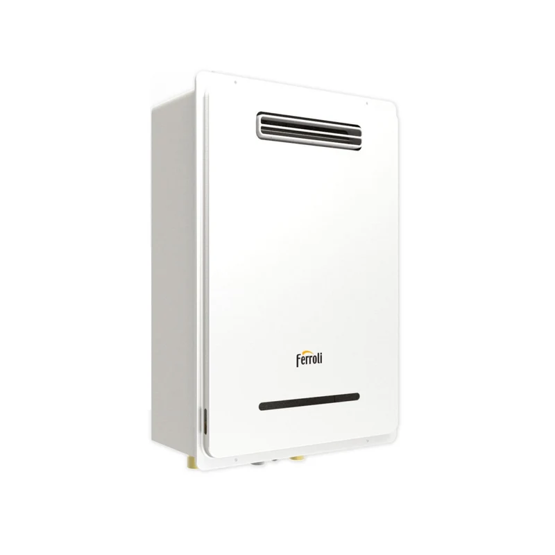 Scaldabagno a Gas Ferroli Da Esterno Modello Externo 22 Lt Metano Low Nox Cod. 0DW98IWA - Con Cronocomando di Serie