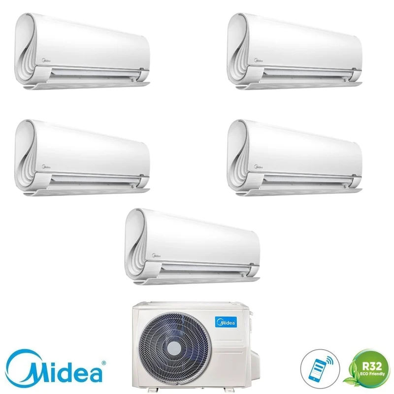 Condizionatore Climatizzatore Midea Penta Split Inverter Breezeless+ R32 Wi-Fi 9000+9000+9000+12000+12000 Con M5OE-42HFN8-Q
