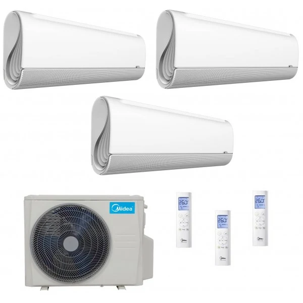 Condizionatore Climatizzatore Midea Trial Split Inverter Breezeless+ R32 Wi-Fi 12000+12000+12000 Con M3OA-27HFN8-Q