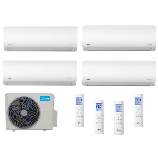 Condizionatore Climatizzatore Midea Quadri Split Inverter R-32 Wi-Fi Xtreme Pro 9000+9000+9000+12000 BTU Con M4OE-28HFN8-Q