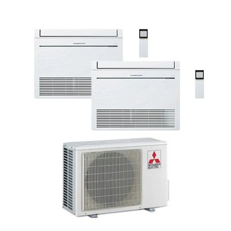 Condizionatore Climatizzatore Mitsubishi Electric Dual Split Pavimento R32 MFZ-KT 12000+12000 BTU Con MXZ-2F53VF4 Wi-Fi Optional