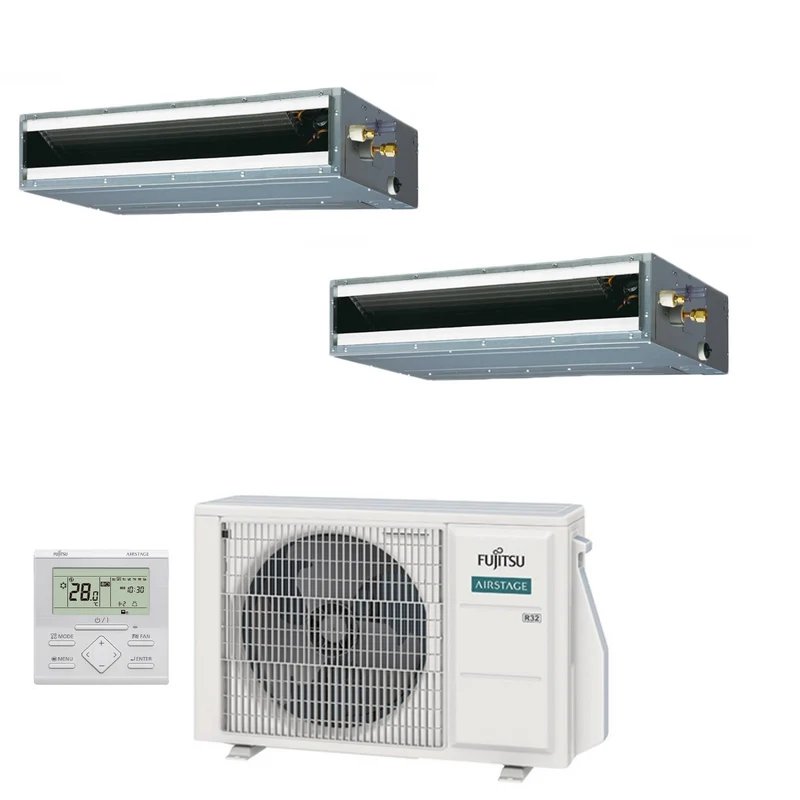 Condizionatore Climatizzatore Fujitsu Dual Split Canalizzato Bassa Prevalenza Serie KL R-32 9000+14000 BTU Con AOEG18KBCA2 Wi-Fi Optional