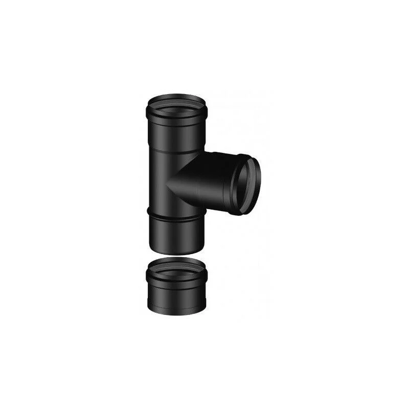 TEE con tappo cieco FFM - FUMISTERIA MONOPARETE ACCIAIO AL CARBONIO SMALTATO NERO