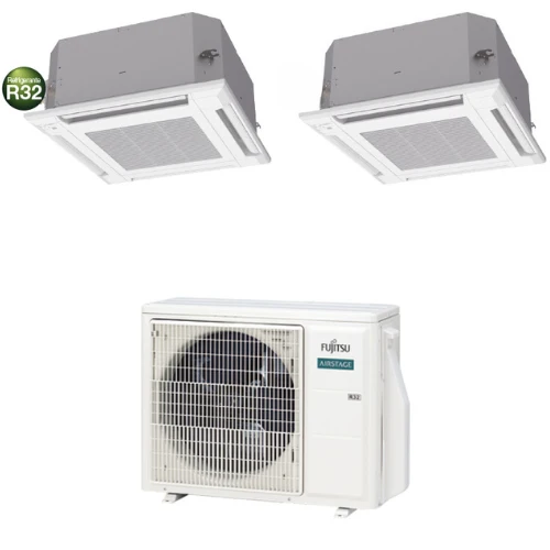 Condizionatore Climatizzatore Fujitsu Dual Split Inverter a Cassetta R-32 Serie KV 12000+12000 BTU Con AOEG18KBCA2 Wi-Fi Optional