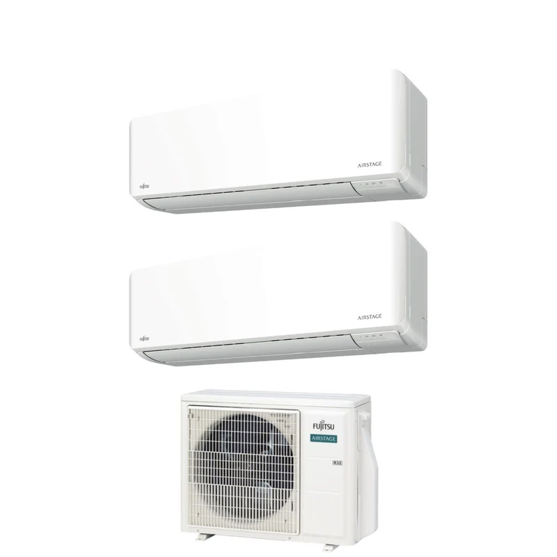 Condizionatore Climatizzatore Fujitsu Dual Split Inverter Serie KM R32 7000+12000 BTU Con AOEG14KBCA2 Wi-Fi