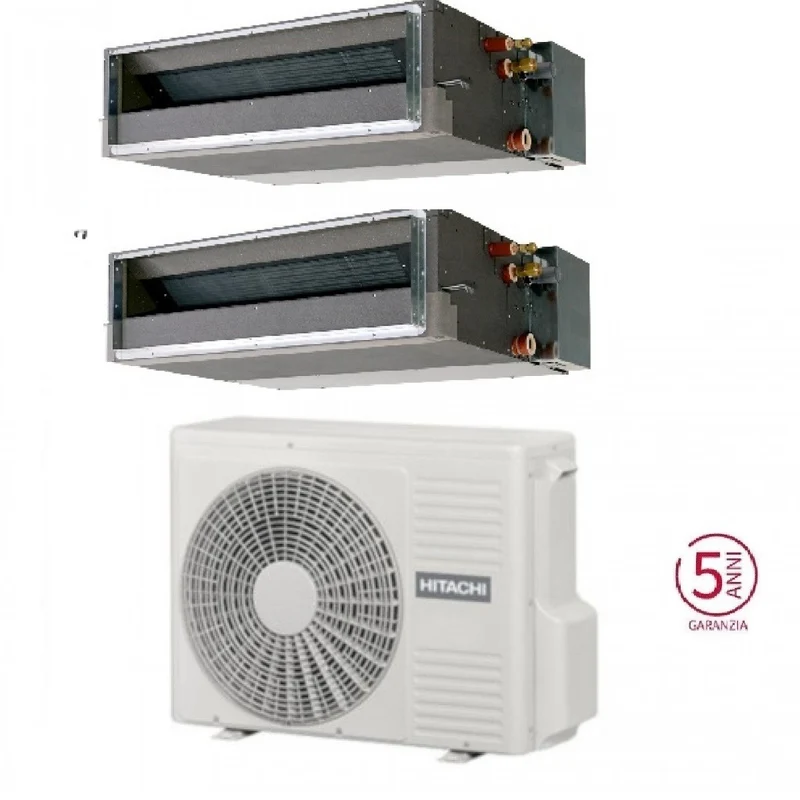 Condizionatore Climatizzatore Hitachi Dual Split Canalizzato R32 9000+12000 BTU Con RAM-G43N2HA(B)E Wi-Fi Optional Con Comando