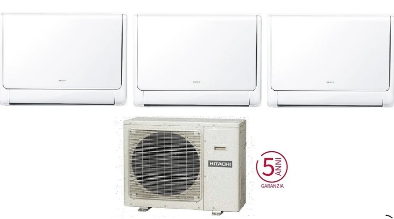Condizionatore Climatizzatore Hitachi Trial Split airHome Floor R32 9000+9000+18000 BTU Con RAM-G68N3HA(B)E Wi-Fi Optional
