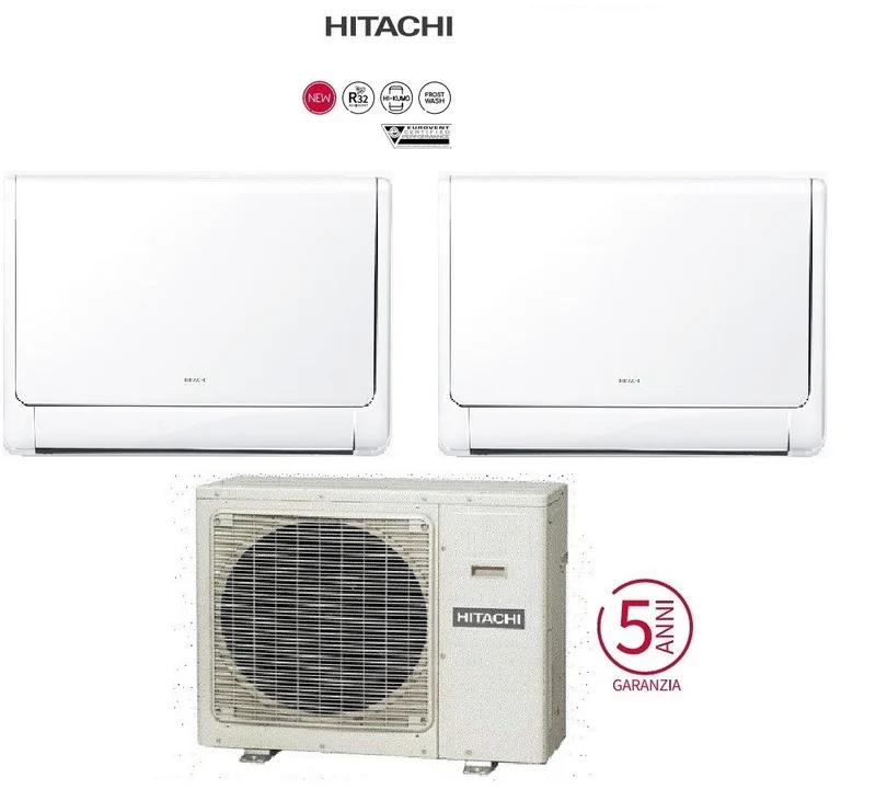 Condizionatore Climatizzatore Hitachi Dual Split airHome Floor R32 9000+12000 BTU Con RAM-G43N2HA(B)E Wi-Fi Optional