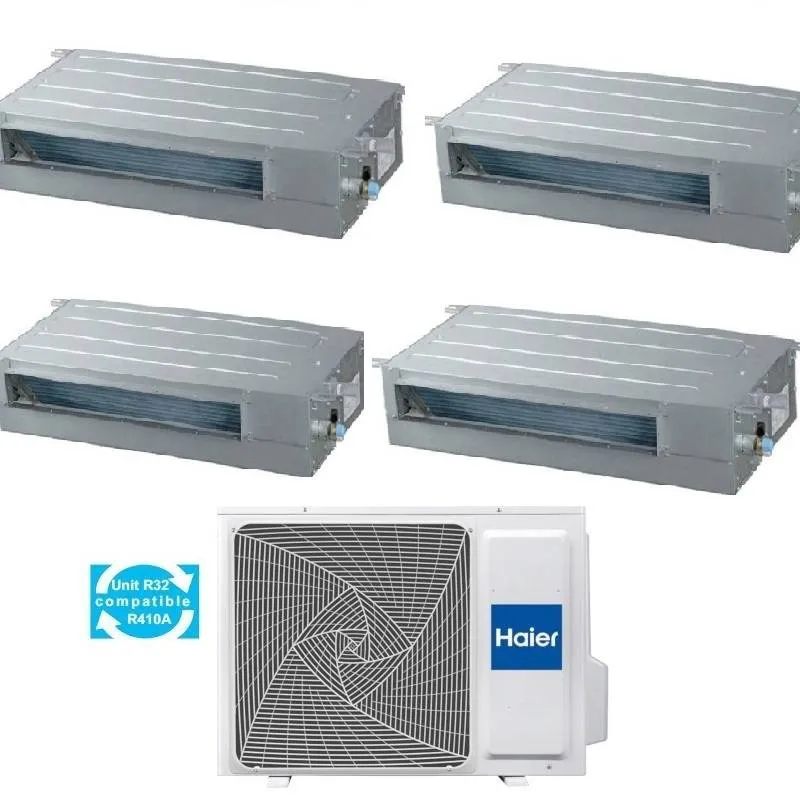 Condizionatore Climatizzatore Haier Quadri Split Canalizzato Slim a Bassa Pressione R-32 9000+9000+9000+9000 Con 4U75S2SR5FA