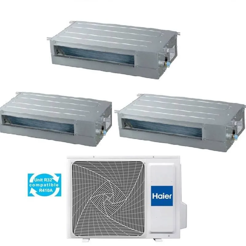 Condizionatore Climatizzatore Haier Trial Split Canalizzato Slim a Bassa Pressione R-32 9000+9000+9000 Con 3U55S2SR2FA