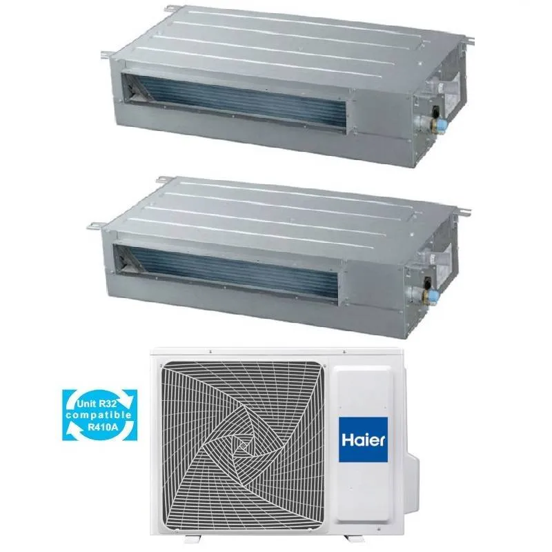 Condizionatore Climatizzatore Haier Dual Split Canalizzato Slim a Bassa Pressione R-32 12000+12000 Con 2U50S2SM1FA-3