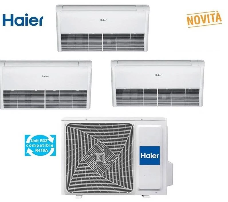 Condizionatore Climatizzatore Haier Trial Split Soffitto/Pavimento R-32 12000+12000+12000 Con 4U75S2SR5FA WI-FI Optional
