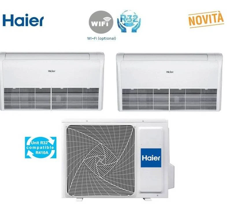 Condizionatore Climatizzatore Haier Dual Split Soffitto/Pavimento R-32 12000+12000 Con 3U55S2SR5FA WI-FI Optional