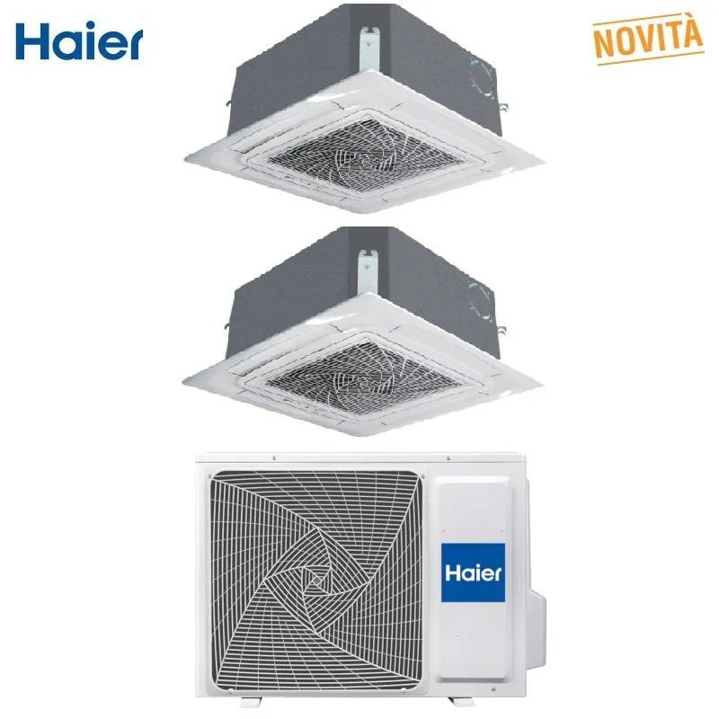 Condizionatore Climatizzatore Haier Dual Split Cassetta 620 R-32 9000+12000 BTU Con 2U50S2SM1FA-3 WI-FI Optional