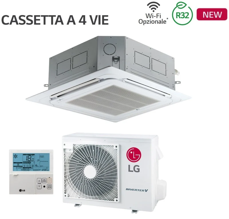 Condizionatore Climatizzatore LG Inverter R-32 Cassetta 4 Vie 24000 BTU CT24F.NB0 Con Comando a Filo Wifi Optional A++