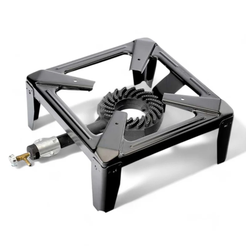 Fornellone gas acciaio verniciato bruciatore ghisa rubinetto integrato 40x40 cm potenza 8,5 kW omologato CE