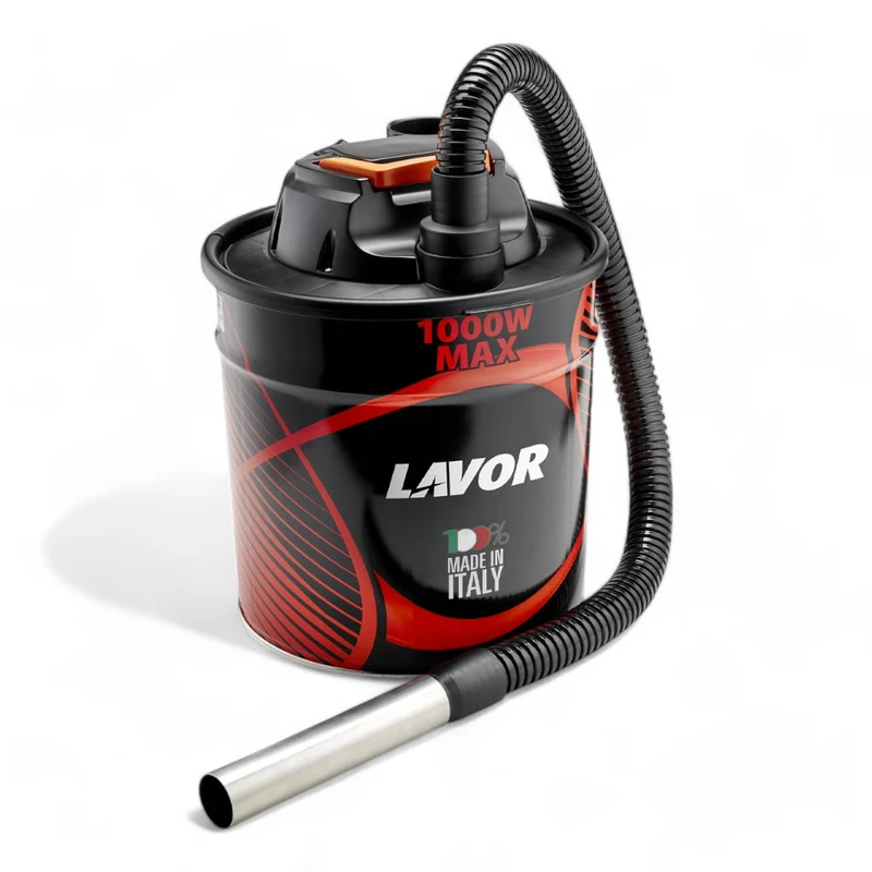 Aspiracenere elettrico 1000w capacità 18 litri fusto acciaio filtro lavabile tubo flessibile 1m per stufe e caminetti