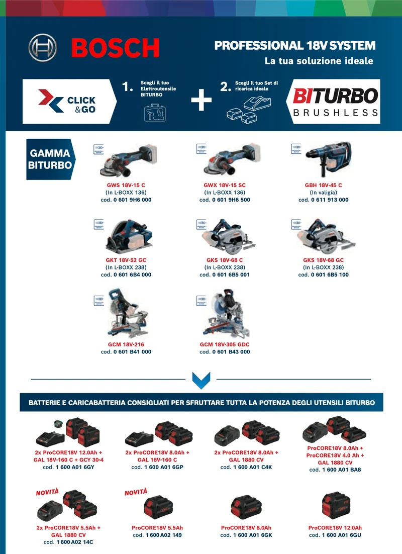 Promozione Click e Go 18V BITURBO Bosch Professional