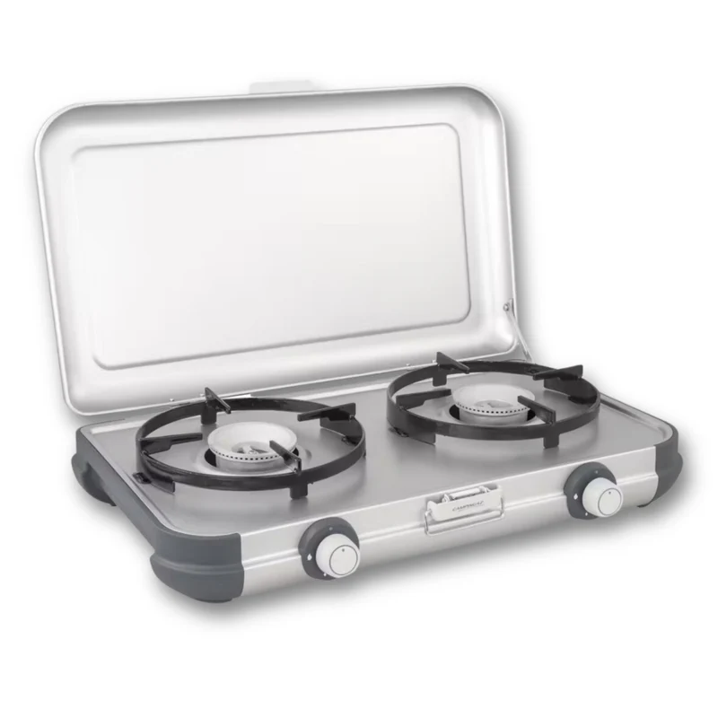 Fornello cucinino BB gas portatile due fuochi leggero e compatto con coperchio acciaio smaltato Campingaz Kitchen 2