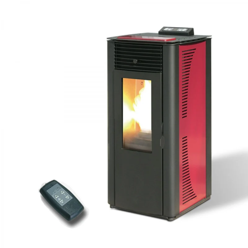 Termostufa A Pellet King Idro 14 kW Bordeaux Con Telecomando