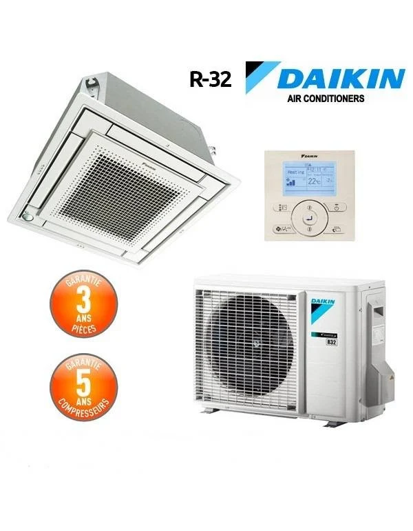 Condizionatore Climatizzatore Daikin Bluevolution R-32 FFA50A2VEB 18000 BTU A Cassetta Fully Flat Comando A Filo E Griglia