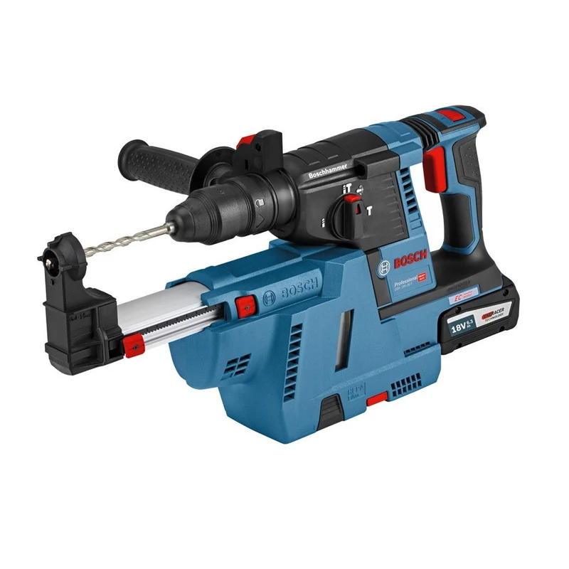 Martello perforatore a batteria GBH 18V-26 F + aspirazione GDE 18V-16 Bosch Professional