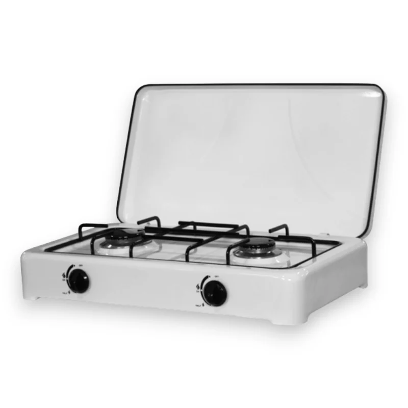 Fornello cucina portatile a gas 2 fuochi in acciaio 58x31x13 cm