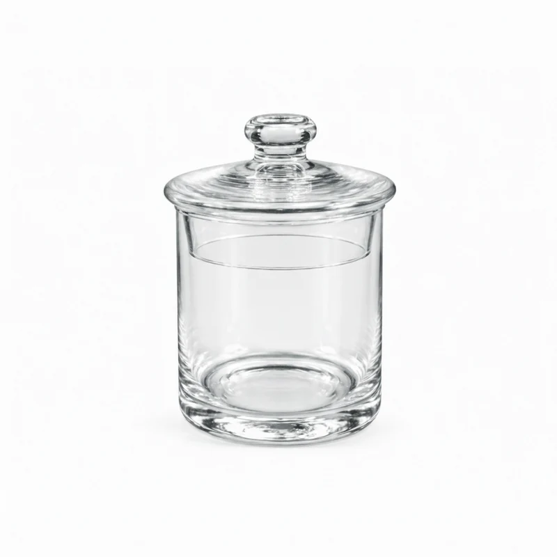 Cilindro in vetro trasparente con coperchio D.9XH15CM | Mercury