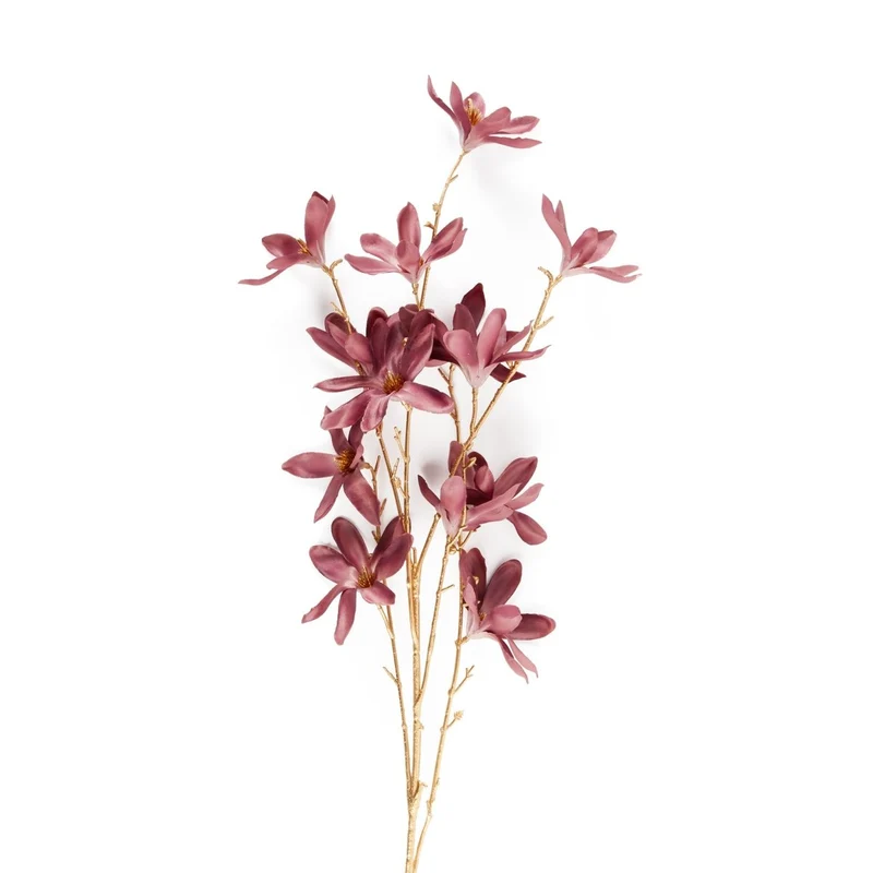 Ramo artificiale di Camelie rosa con stelo dorato D.14XH.96CM | Mercury