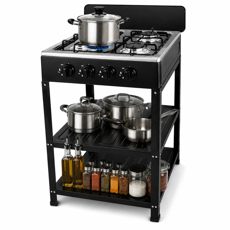 Fornello a Gas 4 Fuochi AMC da Esterno con Ripiani, Cucina Outdoor Professionale in Offerta
