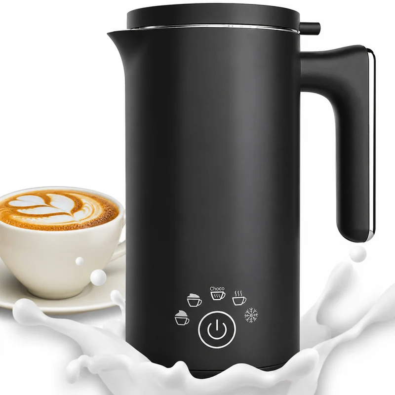 Montalatte Nero 500W Cappuccinatore Schiumatore per Latte Caldo e Cappuccino