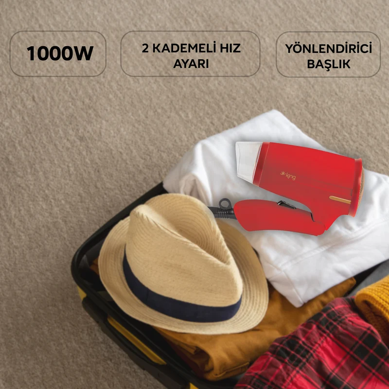 CN-KSK438 Arvinda Katlanır Seyahat Tipi Saç Kurutma Makinesi