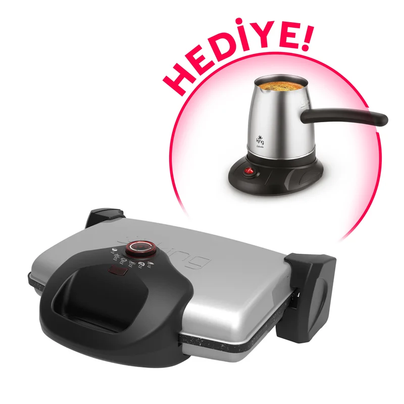 CN-P637Y Grillmax Izgara Ve Tost Makinesi-Gümüş +HEDİYE K3109 Kahvella Türk Kahve Makinesi
