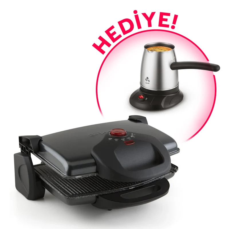 CN-P637Y Grillmax Izgara Ve Tost Makinesi-Siyah+HEDİYE K3109 Kahvella Türk Kahve Makinesi