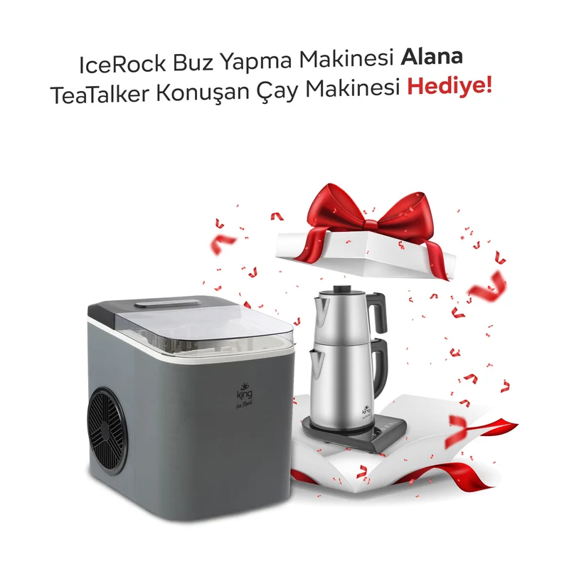 Kıng Ice Rock Kbm7990 Buz Yapma Makinesi Alana Kıng Kcm388 Teatalker Konuşan Çay Makinesi Hediye